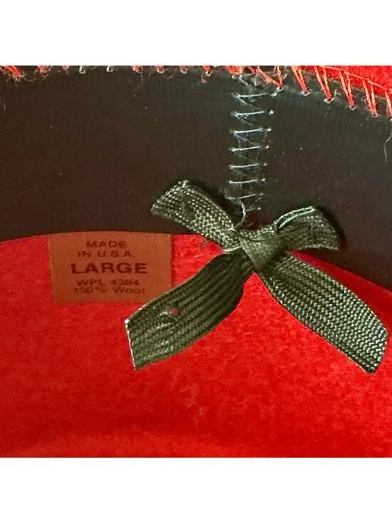 VIntage Red 100% Wool Felt Western Hat Silver Concho Hatband - Picture 11 of 11